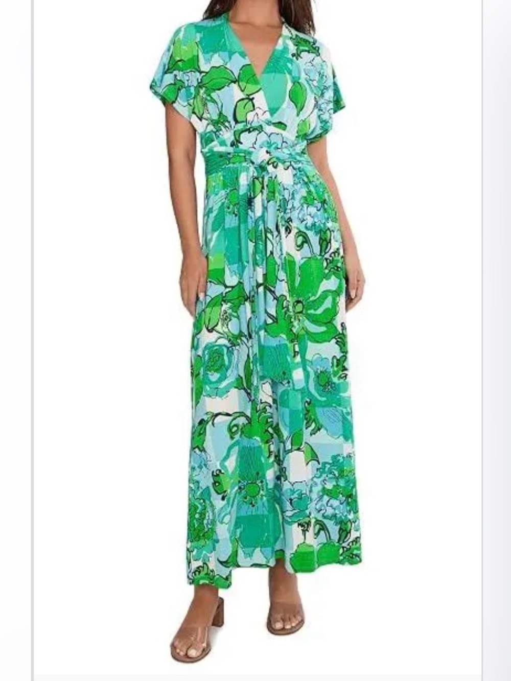 NWT Lilly Pulitzer Keenan Maxi Dress 16 in “Capri Blue Rousseaus Roses” ✨💲218